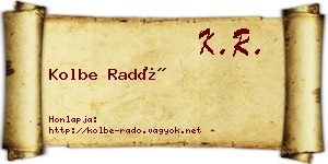 Kolbe Radó névjegykártya
